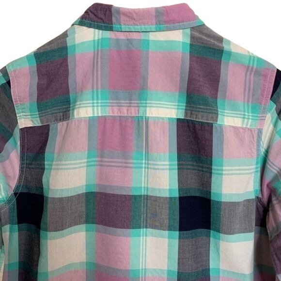 U.S. Polo Assn. Blouse Purple Green Black Plaid Button Down Shirt Casual Small - Picture 7 of 12